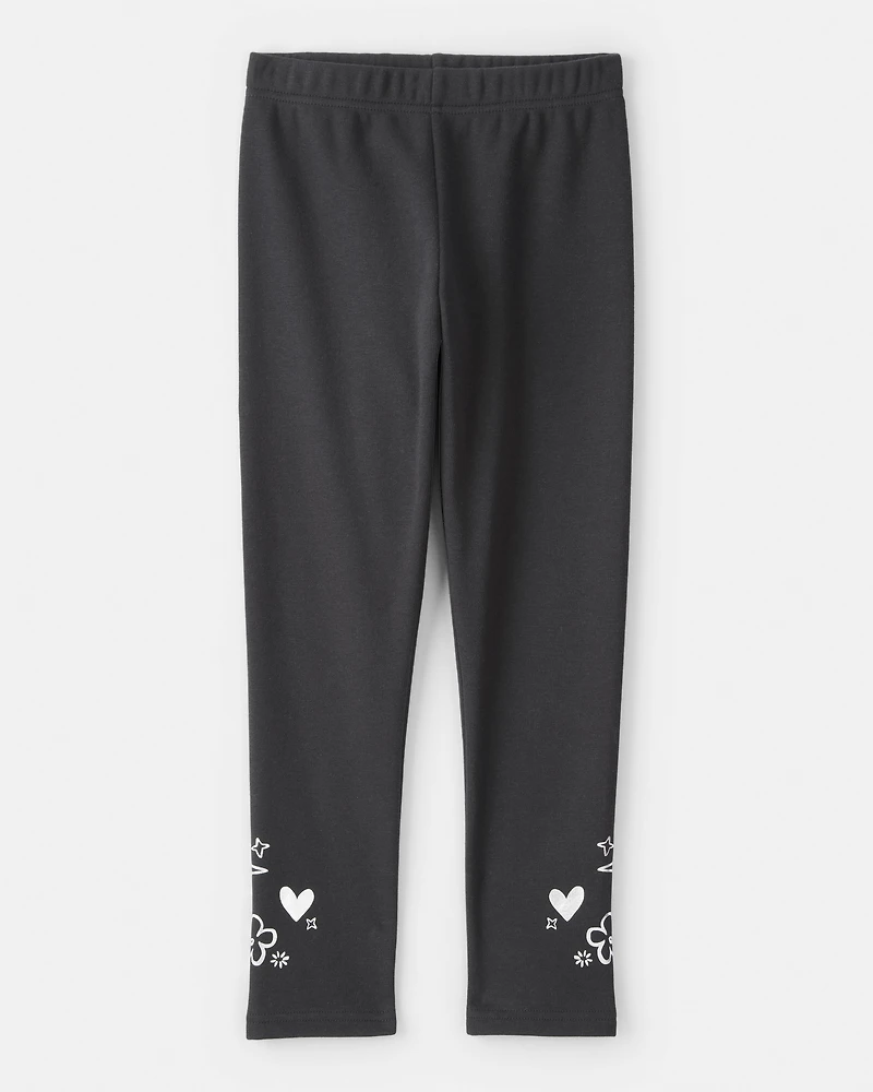 Girls Pull-On Stretch Cozy Leggings - Black