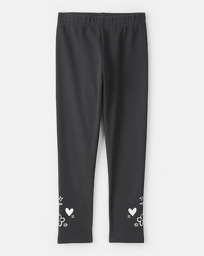 Girls Pull-On Stretch Cozy Leggings - Black