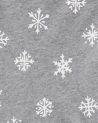 Girls Snowflake Print Cotton Long-Sleeve Dress - Grey