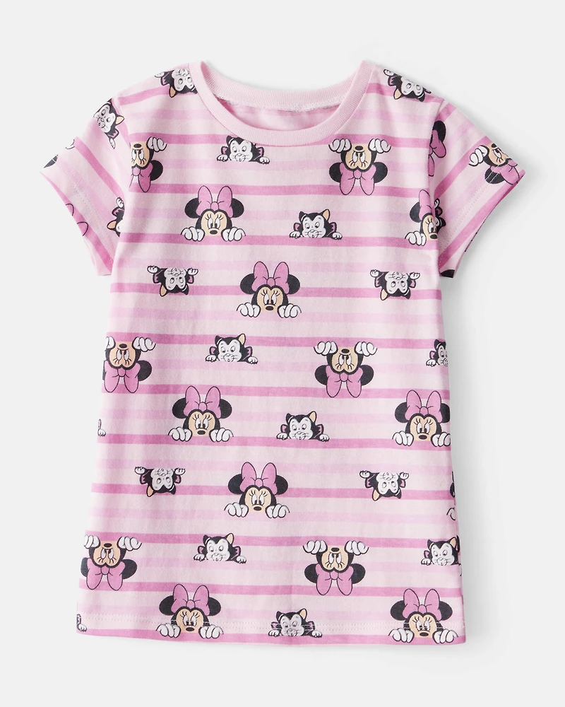 Toddler Girl Striped Minnie Short Sleeve Graphic Tee - Pink