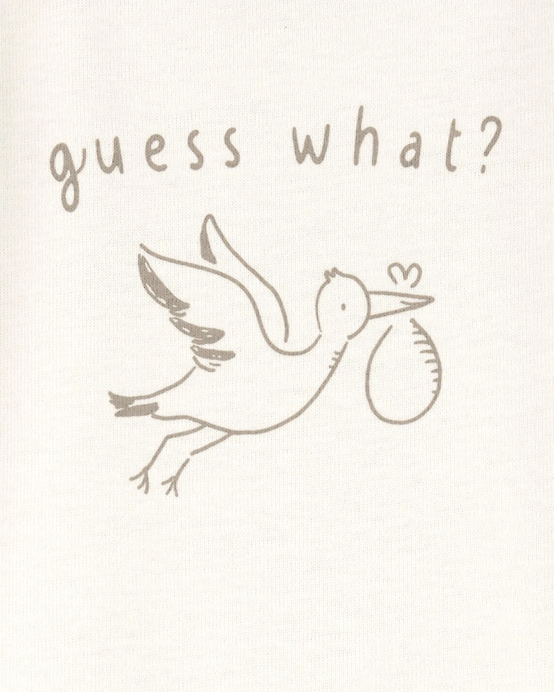 Baby Pregnancy Announcement Cotton Short-Sleeve Graphic Bodysuit - White