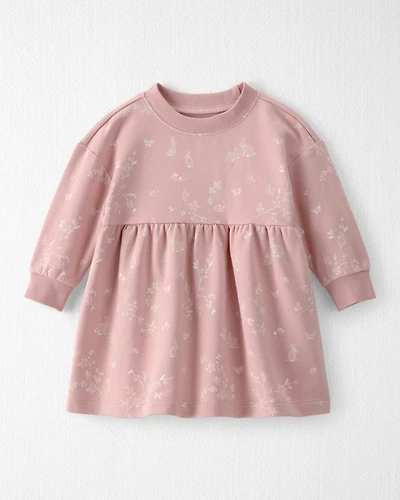 Baby Girl Organic Cotton Dress Pink Bunny Print