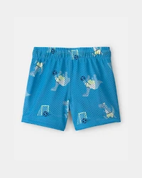 Toddler Boy Dinosaur Mesh Shorts - Blue