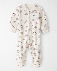Baby Organic Cotton Sleep & Play Pyjamas Little Loves Print