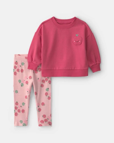 Baby Girl 2-Piece Apple French Terry Top & Pant Set