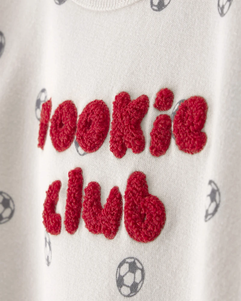 Baby 'Rookie Club' French Terry Jumpsuit - Cream