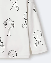 Toddler Travel Squish Character Long-Sleeve Graphic Tee - Cream