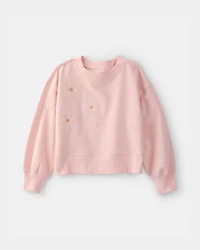 Girls Floral French Terry Pullover Sweatshirt - Pink