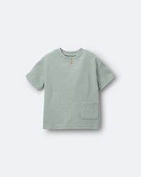 Toddler Boy Button-Front Tee with Pocket - Sage