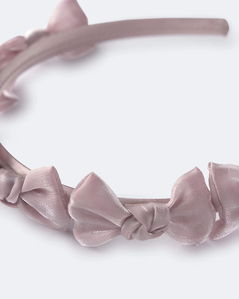 Toddler Girl Bow Headband - Mauve