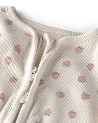 Baby Girl Organic Cotton Sleeper Pyjama Strawberry-Print