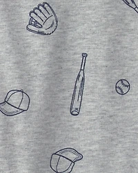 Baby Boy 2-Piece Baseball Sleeveless Bodysuit & Short Set - Grey