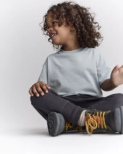 Toddler Neutral Short-Sleeve Relaxed Graphic Tee - Light Blue