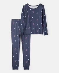 Boys Football Print PurelySoft Long-Sleeve 2-Piece Pyjamas - Navy Blue