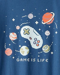 Boys Game Is Life Long-Sleeve Graphic Tee - Blue