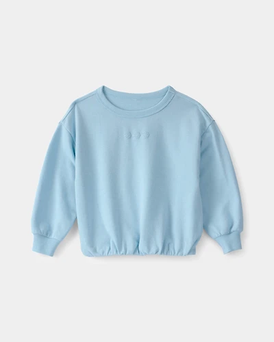 Toddler Girl Flowers French Terry Pullover Sweatshirt - Blue