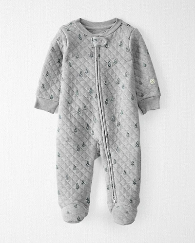 Baby Organic Cotton Quilted Holiday Tree Print Sleep & Play Pyjamas