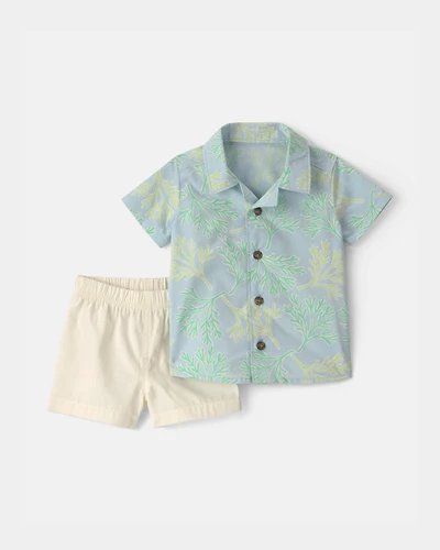 Baby Boy 2-Piece Coral Top & Short Set - Blue/Ivory