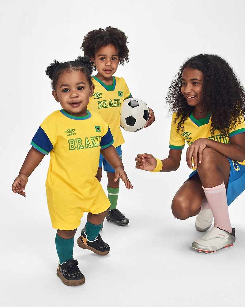 Girls Umbro Brazil Active Skort - Blue/Yellow/Green