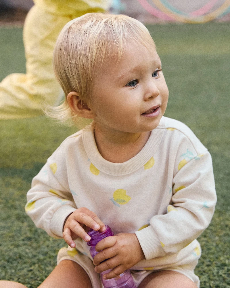 Baby Girl French Terry Pullover Sweatshirt - Lemon