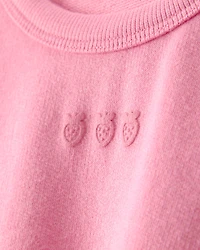 Baby Girl Strawberry French Terry Pullover Sweatshirt - Pink