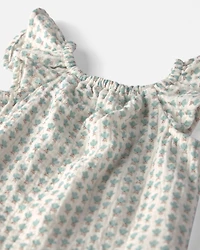 Baby Girl 2-Piece Organic Cotton Gauze Top & Short Set Floral