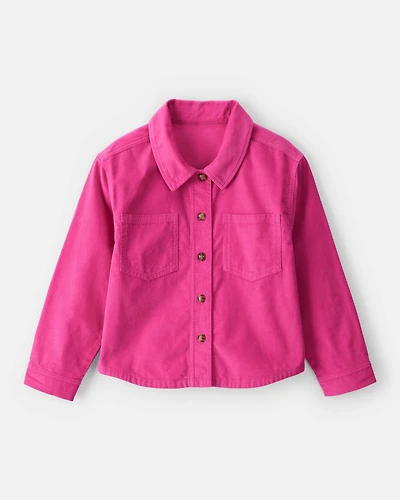 Girls Corduroy Button-Down Shirt - Pink