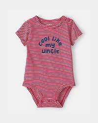 Baby 'Cool Like My Uncle' Striped Graphic Bodysuit - Red