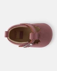 Baby Girl Scallop Edge Buckle Shoes - Pink