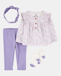 Baby Girl 4-Piece Floral Outfit Set