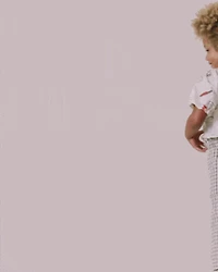 Toddler Girl Scalloped Collar Top Baking Print - Cream