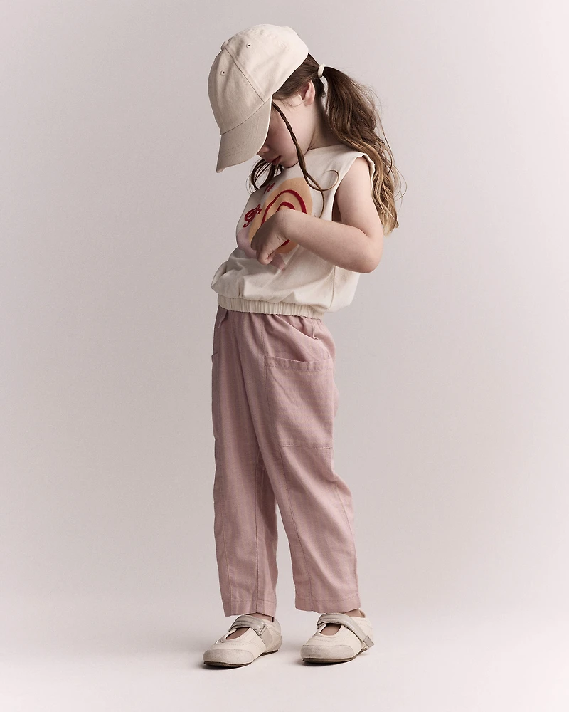 Toddler Girl Snail Elastic Waist Tank - Cream