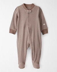 Baby Organic Cotton Sleep & Play Pyjamas Brown Stripes