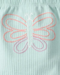 Baby Girl 3-Piece Butterfly Bodysuits & Pant Set - Blue/White