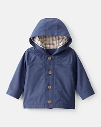 Baby Boy Hooded Flannel Jacket - Navy