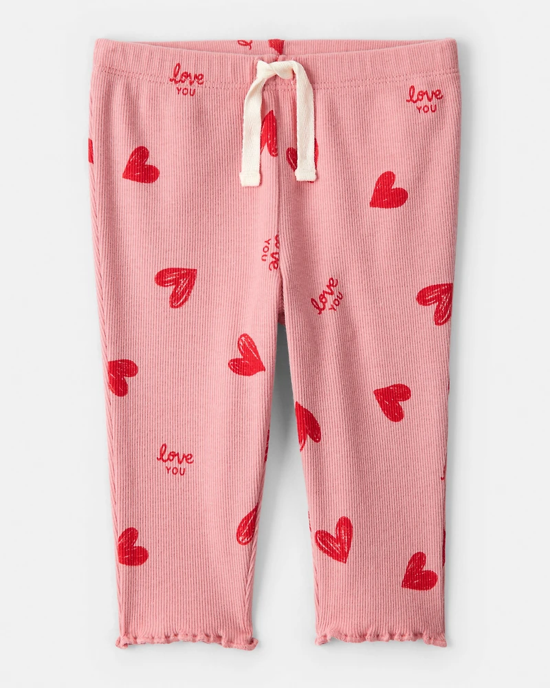 Baby Girl Valentine's Day 2-Piece Heart French Terry Tee & Pant Set - Red