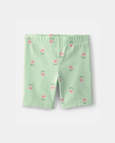 Toddler Girl Floral Bike Shorts - Green
