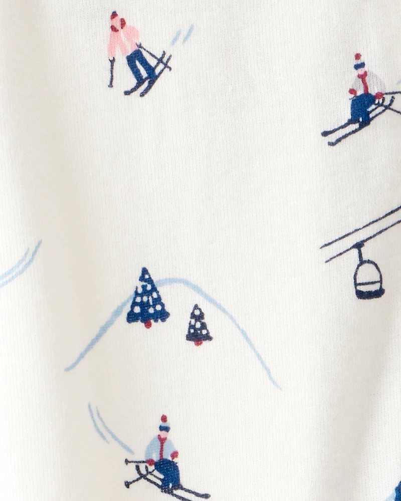 Baby Organic Cotton Sleep & Play Pyjamas Snowy Slopes Print