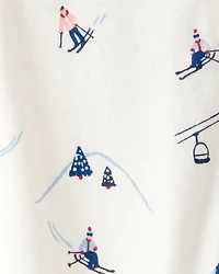 Baby Organic Cotton Sleep & Play Pyjamas Snowy Slopes Print