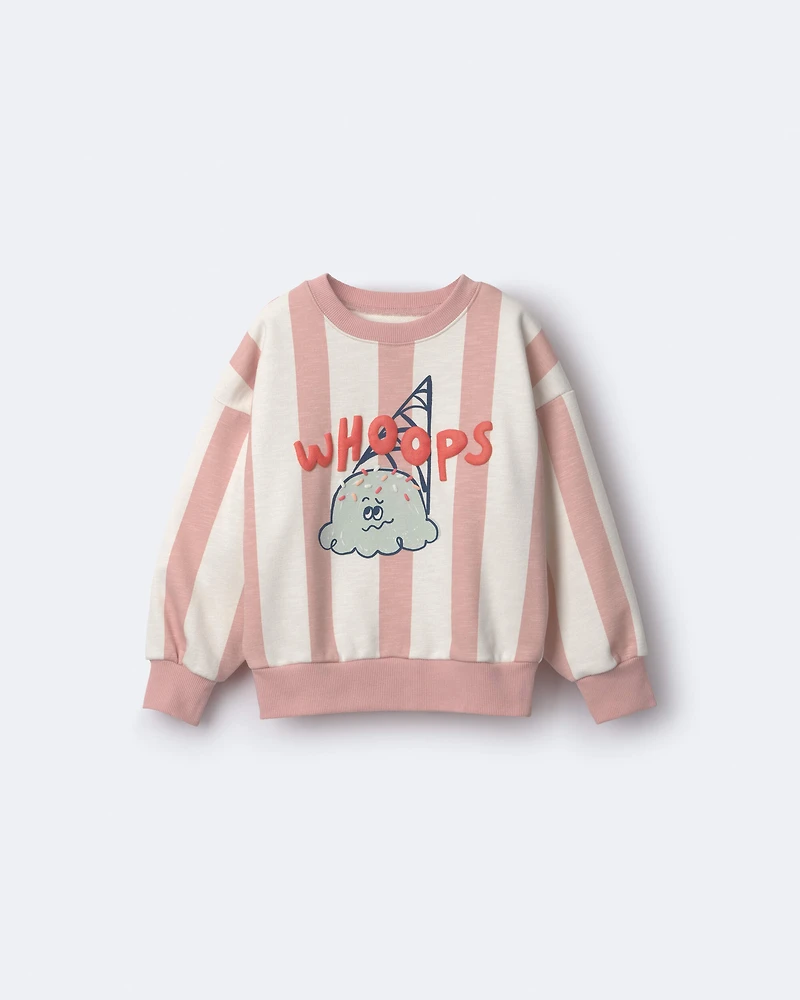 Toddler Whoops' Striped Ice Cream Dolman-Sleeve Sweatshirt - Peach