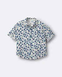 Toddler Boy Button-Down Short-Sleeve Shirt Wildflower Print - Cream