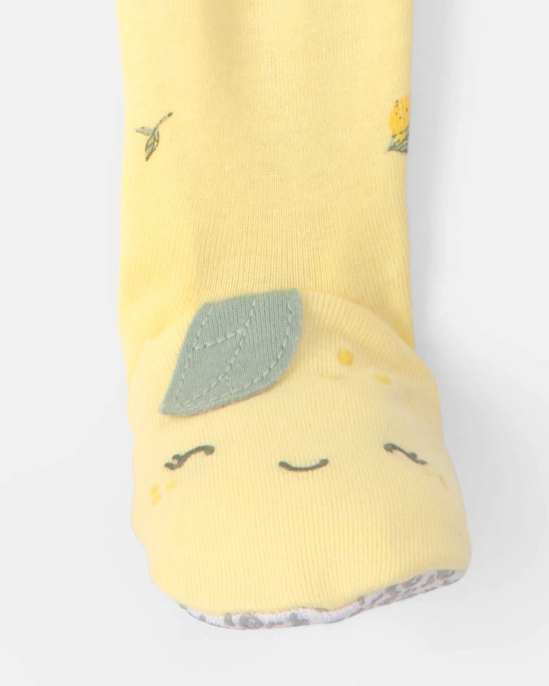 Toddler Lemon 100% Cotton Snug Fit 1-Piece Pyjama Set - Yellow