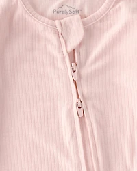 Baby Girl 2-Way Zip PurelySoft Sleeper - Light Pink