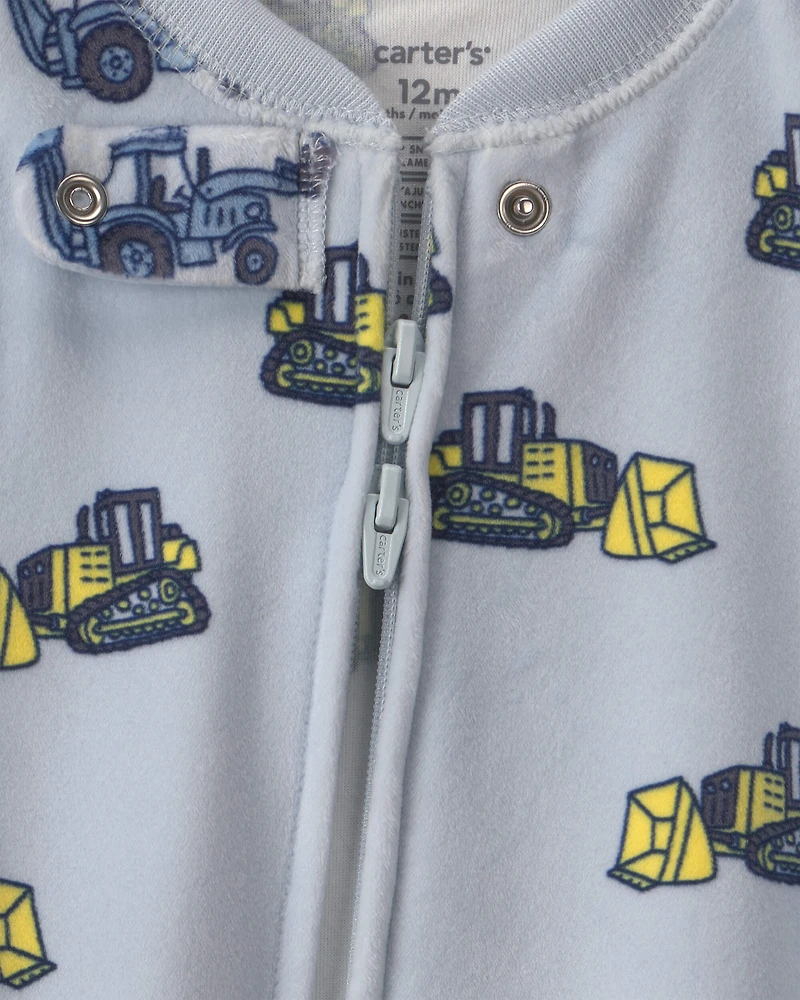 Baby Boy 1-Piece Construction 2-Way Zip DreamPlush Snug Fit Footed Pyjama - Blue