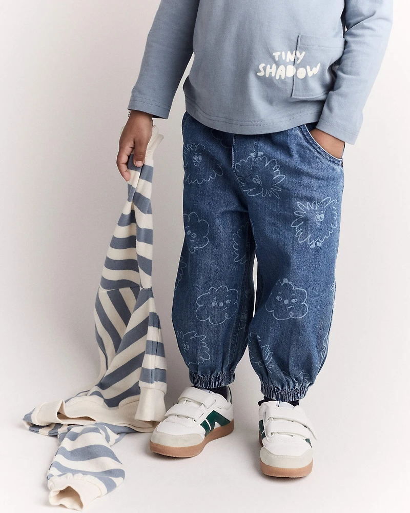 Toddler Tiny Shadow Long-Sleeve Pocket Graphic Tee - Blue