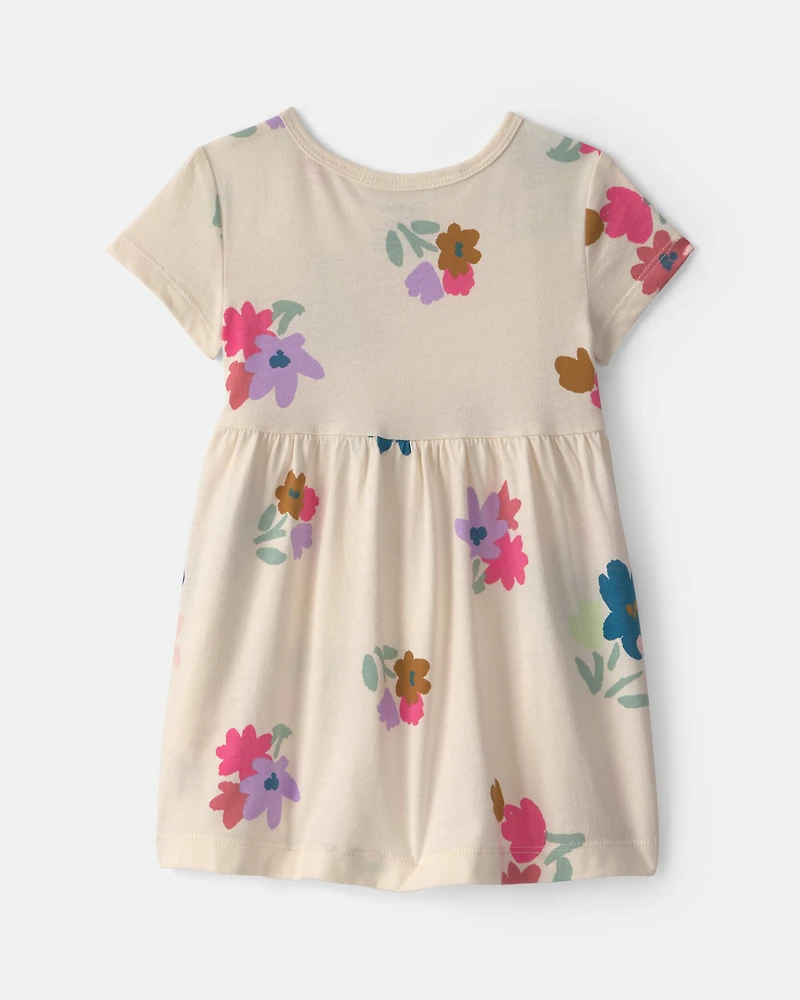 Baby Girl Floral Short-Sleeve Dress - Cream