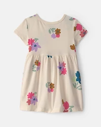 Baby Girl Floral Short-Sleeve Dress - Cream