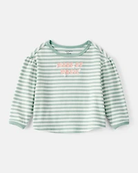 Baby Girl Made of Magic' Striped Long-Sleeve Top - Green