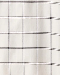 Girls 2-Piece Plaid Long-Sleeve Dress Set - White