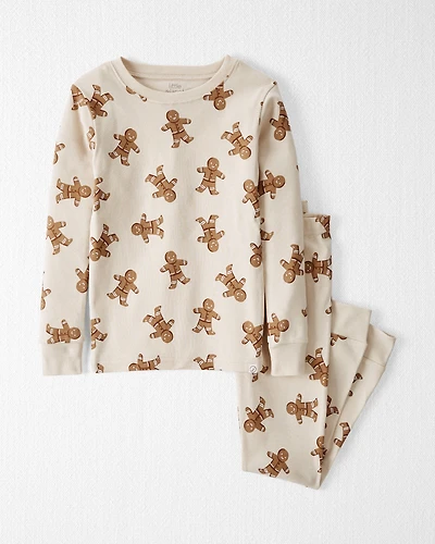 Kid Organic Cotton Pyjamas Set Gingerbread Man Print